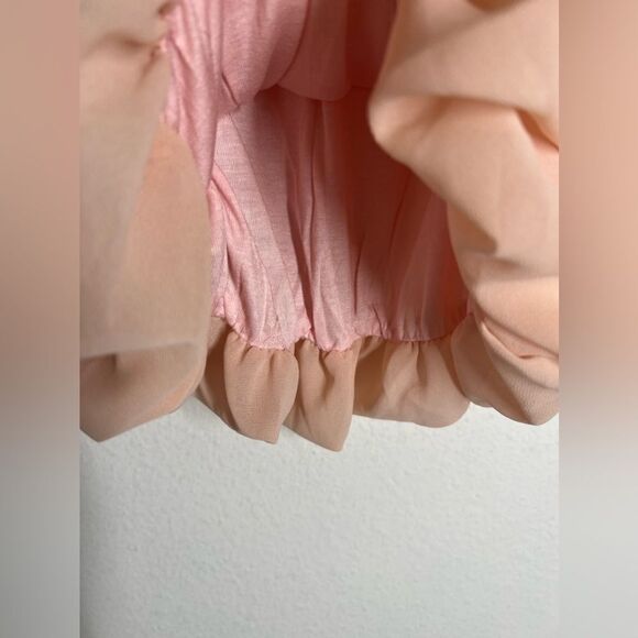 Carnaby Peach Chiffon Blouse Ruffle Sleeve Size S Lined Made in Italy - Picture 3 of 8